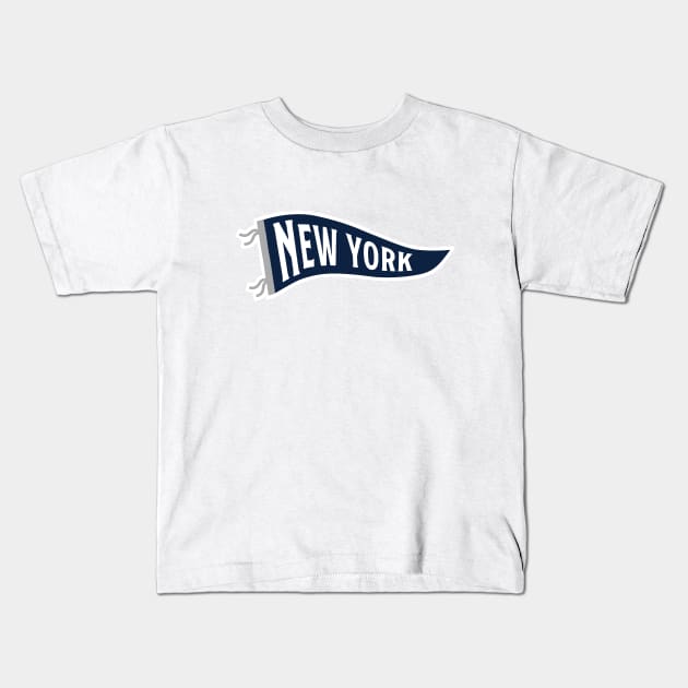 New York Pennant - White Kids T-Shirt by KFig21